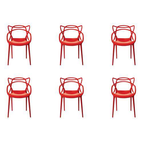 Conjunto de 6 Cadeiras Rivatti Allegra, Vermelha, 36501653-6