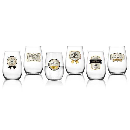Conjunto de 6 Copos H-martin Dubai Premio Gold 360 Ml -pg03