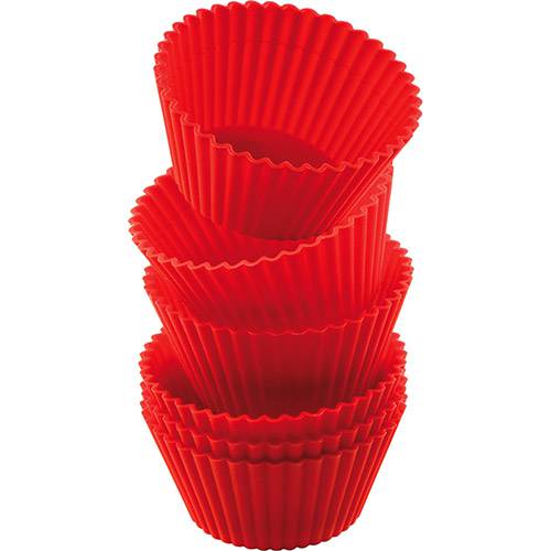 Conjunto de 6 Formas para Cup Cakes Silikomart Pirottini Vermelho 83ml