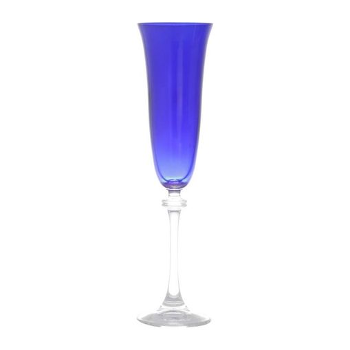 Conjunto de 6 Taças para Champagne em Vidro Alexandra Azul Bohemia