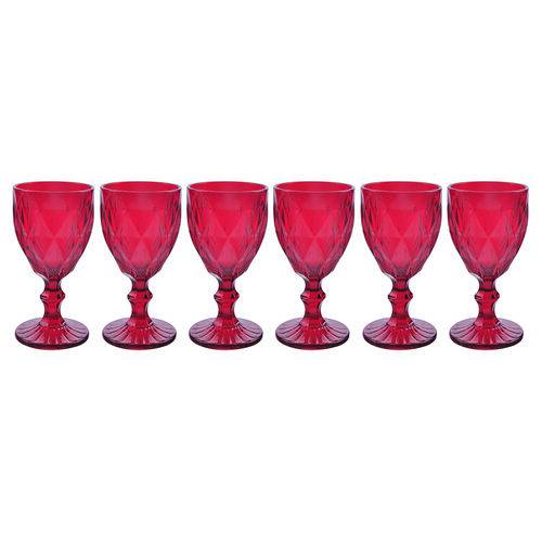 Conjunto de 6 Taças para Vinho Bico de Abacaxi - Vermelho -