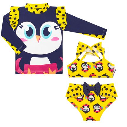 Conjunto de Banho para Bebê Pinguim: Camiseta + Biquíni - Puket