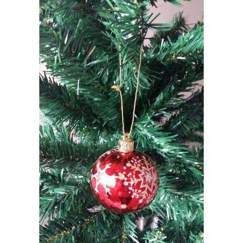 Conjunto de Bola de Natal Vermelha com Glitter 6cm 4 Peças