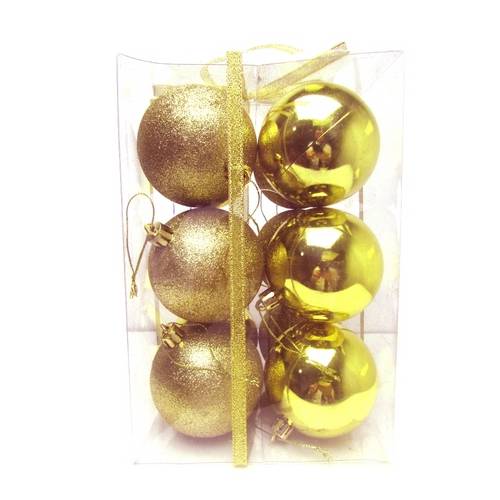 Conjunto de Bolas de Natal Dourada 7cm 12 Unidades - Av 09