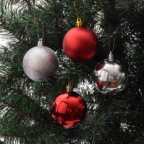Conjunto de Bolas Vermelho e Prata 6cm - Orb Christmas