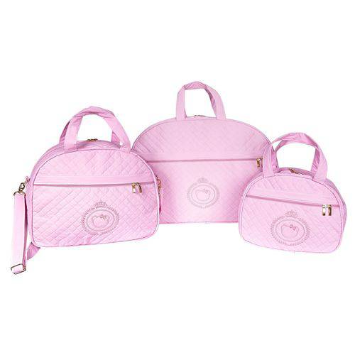 Conjunto de Bolsas Maternidade Glamour Rosa 3 Peças