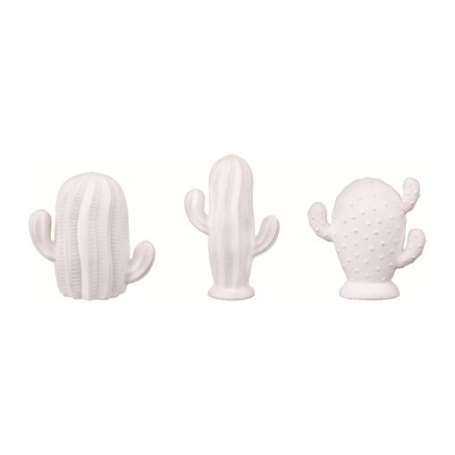 Conjunto de 3 Cactos Decorativos em Cerâmica Branco 7890 Mart
