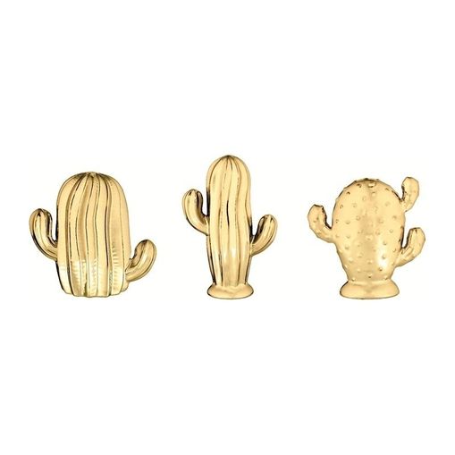 Conjunto de 3 Cactos Decorativos em Cerâmica Dourado 7891 Mart