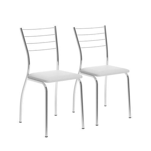 Conjunto de 2 Cadeiras 1700 Napa Branco Cromado Móveis Carraro