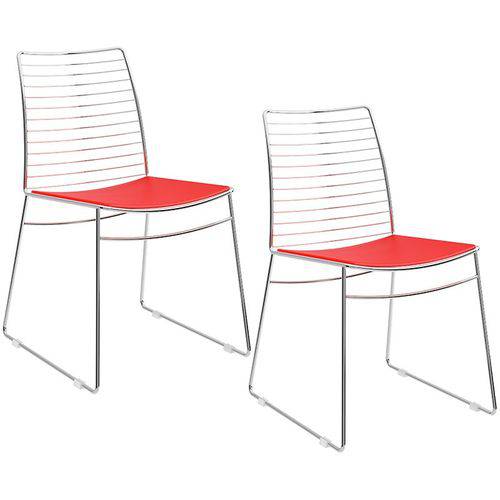 Conjunto de 2 Cadeiras 1712 Cromado – Carraro - Vermelho Real