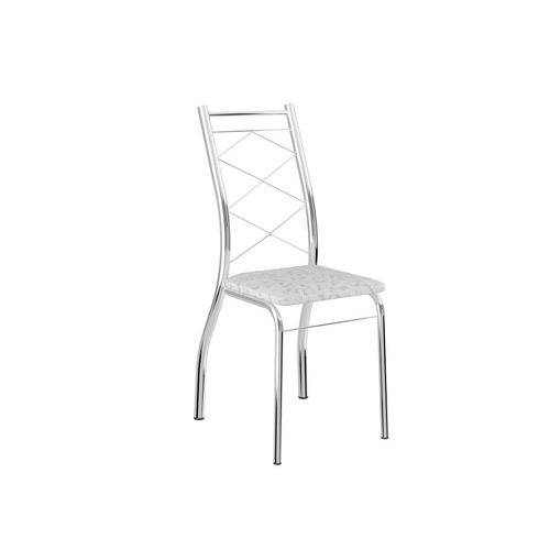 Conjunto de 2 Cadeiras com Encosto Cromado e Napa Branco Fantasia