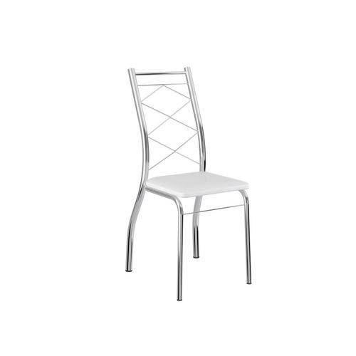 Conjunto de 2 Cadeiras com Encosto Cromado e Napa Branco