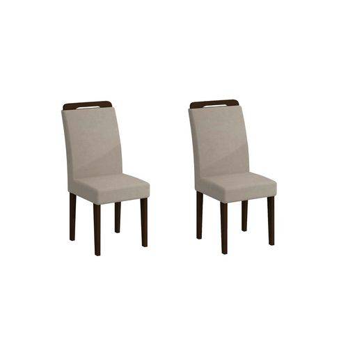 Conjunto de 2 Cadeiras de Jantar Athenas Castor Veludo Creme