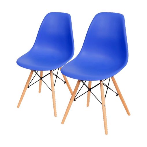 Conjunto de 2 Cadeiras de Jantar Eames Wood Azul Escura ÓR