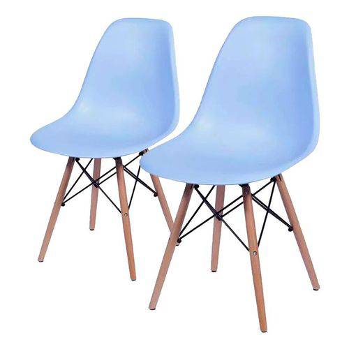 Conjunto de 2 Cadeiras de Jantar Eames Wood Azul ÓR