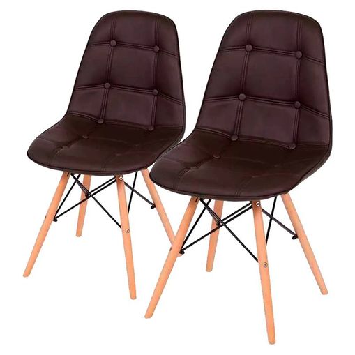 Conjunto de 2 Cadeiras de Jantar Eames Wood Botonê Café ÓR