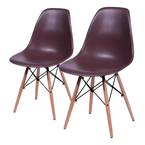 Conjunto de 2 Cadeiras de Jantar Eames Wood Café ÓR
