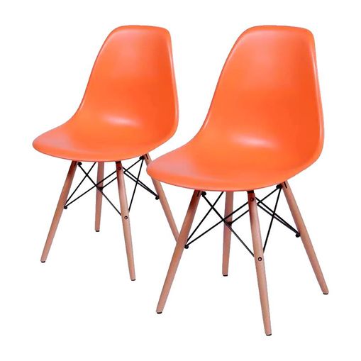 Conjunto de 2 Cadeiras de Jantar Eames Wood Laranja ÓR