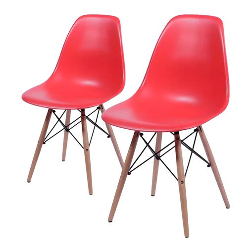 Conjunto de 2 Cadeiras de Jantar Eames Wood Vermelha ÓR