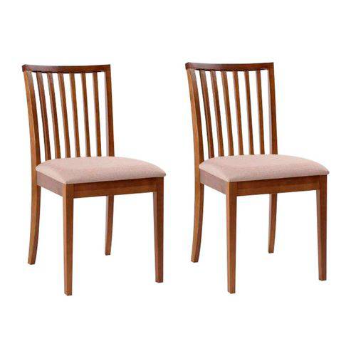 Conjunto de 2 Cadeiras de Jantar Kindon Castanho e Bege