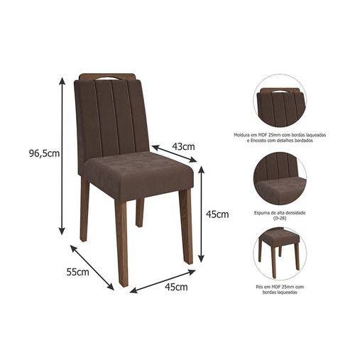 Conjunto de 2 Cadeiras Elisa - Cimol - Savana / Chocolate