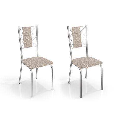 Conjunto de 2 Cadeiras Lisboa Cromada Marrom Médio