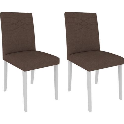 Conjunto de 2 Cadeiras Marina - Cimol - Branco / Chocolate