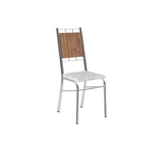 Conjunto de 2 Cadeiras Napa Branco Fantasia e Aço Cromado