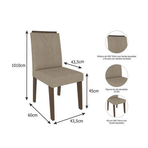 Conjunto de 2 Cadeiras Nicole - Cimol - Marrocos / Suede Bege