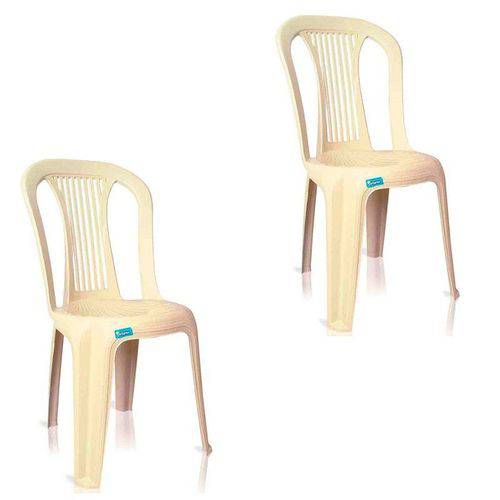 Conjunto de 2 Cadeiras Plásticas Bistrô Bege - Antares