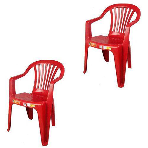 Conjunto de 2 Cadeiras Plásticas Poltrona Vinho - Antares