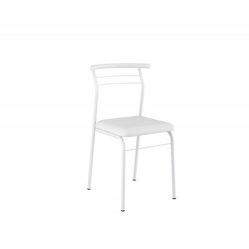 Conjunto de 2 Cadeiras Tecido Napa Cromado e Branco