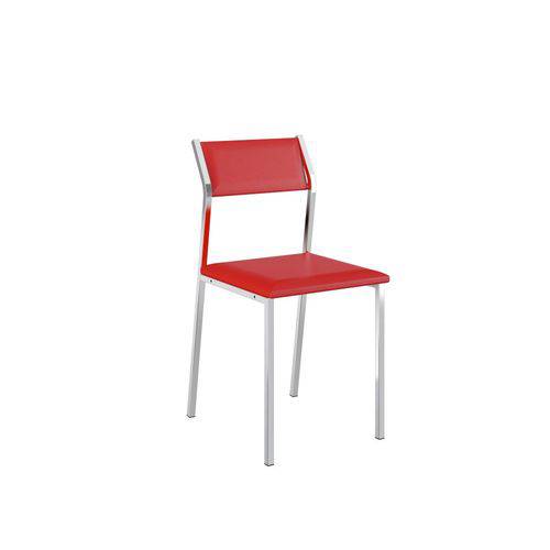 Conjunto de 2 Cadeiras Tecido Napa Vermelho Real e Cromado