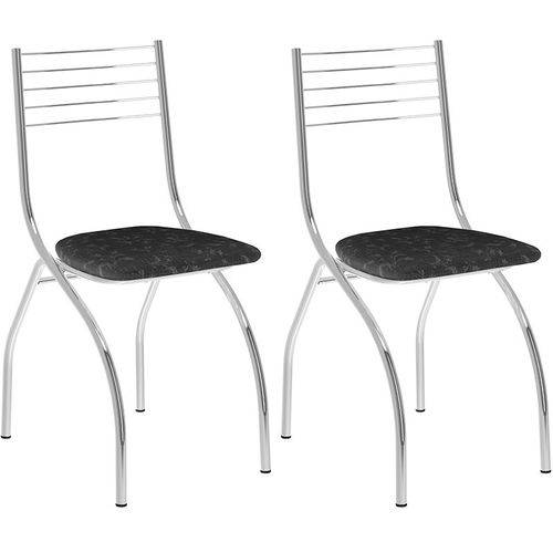 Conjunto de 2 Cadeiras Tecil 146 – Carraro - Preto Fantasia