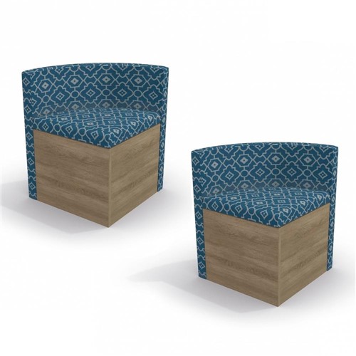 Conjunto de 2 Cadeiras Triangulares Estofadas para Sala de Jantar Kappesberg CAD108 - Nogal, Azul e Bege
