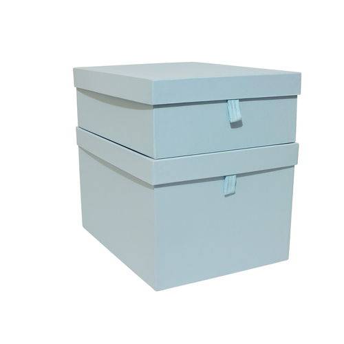 Conjunto de Caixas Organizadoras com Puxador Clean Luxo-Azul Baby