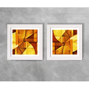 Conjunto de Dois Quadros Abstratos Geométrico Tons de Amarelo Ref D17AeB Abstrato D17A e D17B Branca