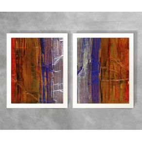 Conjunto de Dois Quadros Abstratos Listras Coloridas 2 Abstrato D65A e D65B Branca 3cm