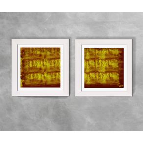 Conjunto de Dois Quadros Abstratos Riscos Tons de Amarelo Ref D30AeB Abstrato D30A e D30B Branca
