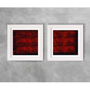 Conjunto de Dois Quadros Abstratos Riscos Tons de Vermelho Ref D31AeB Abstrato D31A e D31B Branca