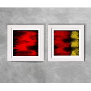 Conjunto de Dois Quadros Abstratos Tons de Vermelho Ref D24AeB Abstrato D24A e D24B Branca