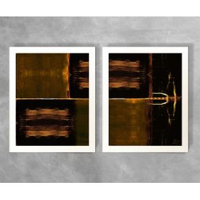 Conjunto de Dois Quadros Abstratos Tons Escuros Abstrato D33A e D33B Branca 3cm