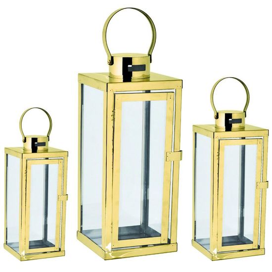 Conjunto de Lanternas Decorativas 3 Pecas Dourado