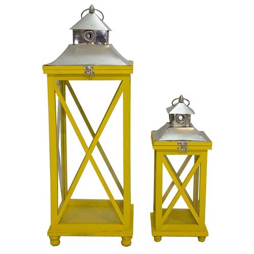 Conjunto de Lanternas - 2 Peças - Tradition Amarelo Oldway - 82x28 Cm
