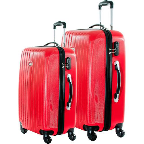 Conjunto de Malas 2 Peças (M e G) Vermelha em ABS e Cadeado Embutido - Travel Max
