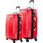 Conjunto de Malas 2 Peças (P e M) Vermelha em ABS e Cadeado Embutido - Travel Max