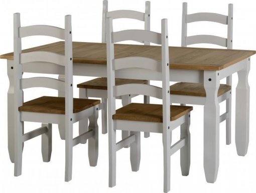 Conjunto de Mesa com 4 Cadeiras Corona Original* - Seconique - Madeira - Cor KK -