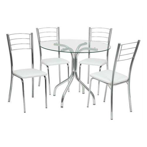 Conjunto de Mesa com 4 Cadeiras Yohana Corino Cromado - Única