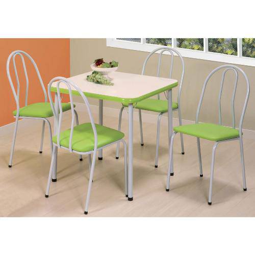 Conjunto de Mesa com 4 Cadeiras Zuka Branco e Verde - Única