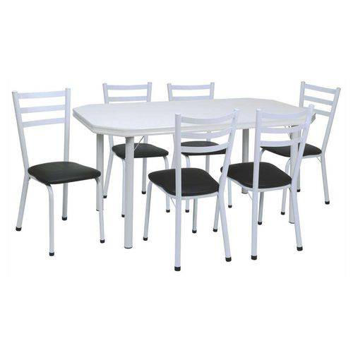 Conjunto de Mesa com 6 Cadeiras Beatriz Corino Preto e Branco - Única